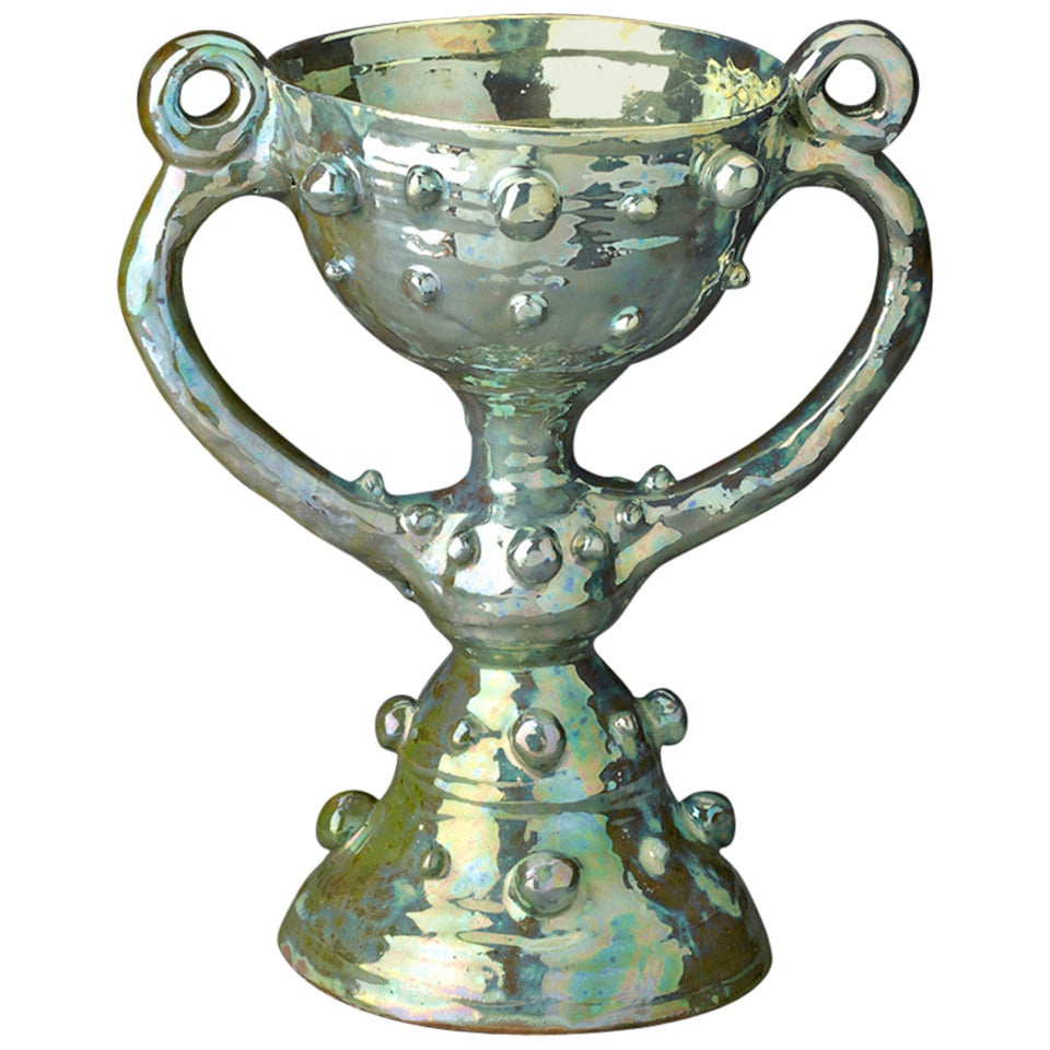 Beatrice Wood Chalice with Blue Lustre For Sale