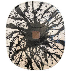Jun Kaneko Classic Black and White Splatter Platter