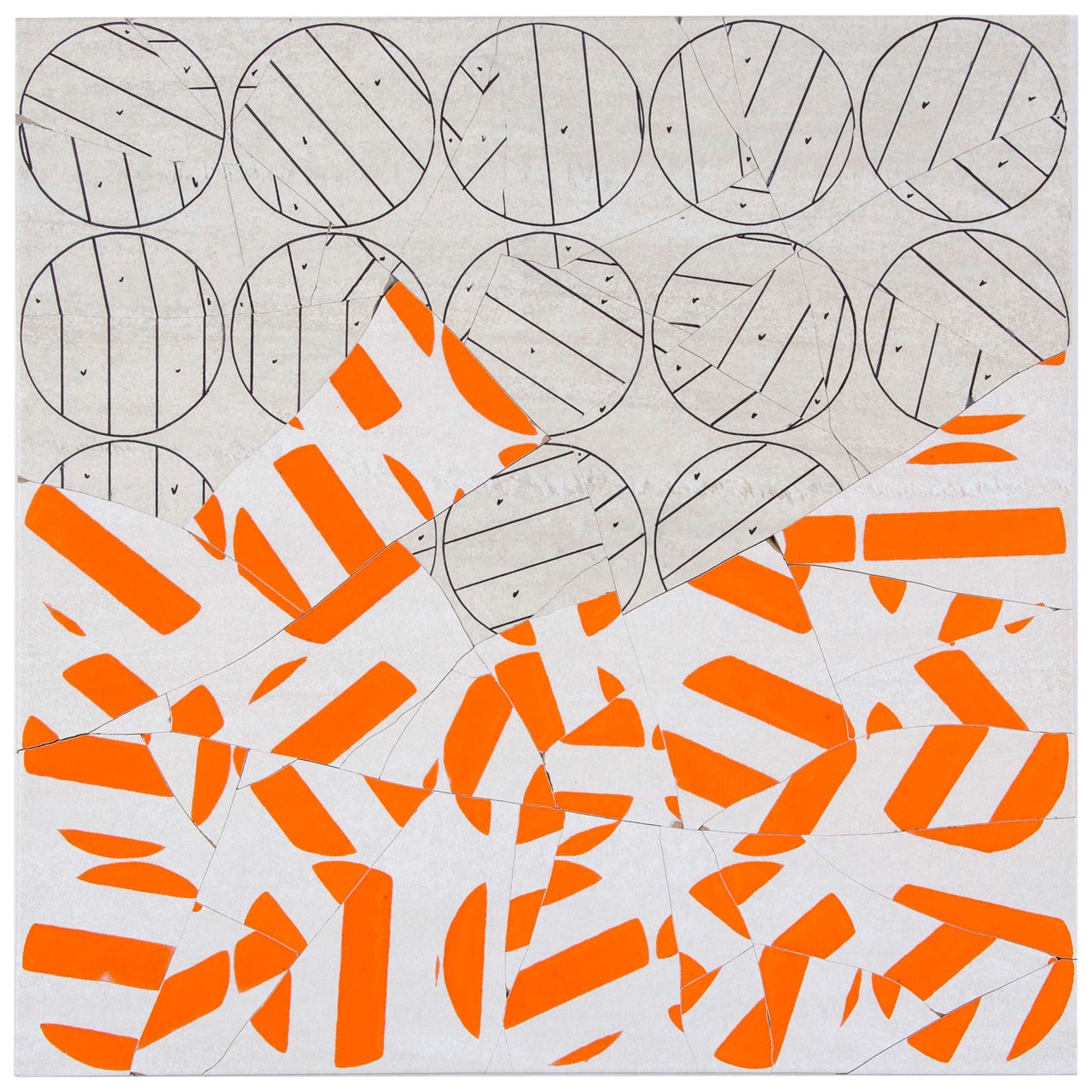 Jim Melchert - "Score and Performance Series"  Orange on Porcelain Tile For Sale