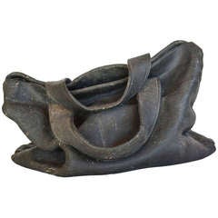 Marilyn Levine - Large Black/Espresso Purse Trompe L'oeil ceramic "leather"