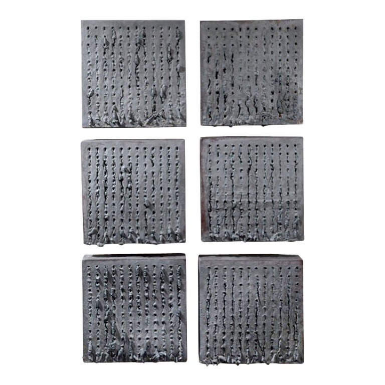 Richard Carter: Wall Sculpture, Melted Nail Tiles, Black For Sale
