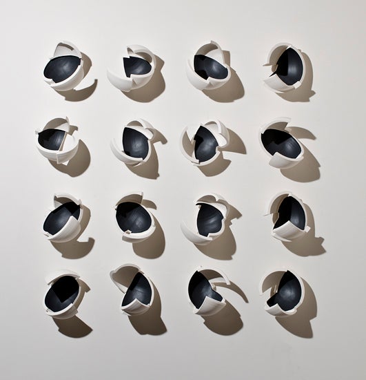 Anne Hirondelle "16 ways to look at a black bird" wall sculpture