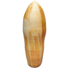 Toshiko Takaezu: Tall 27" Moon Pot, Mamo and Shino Glaze