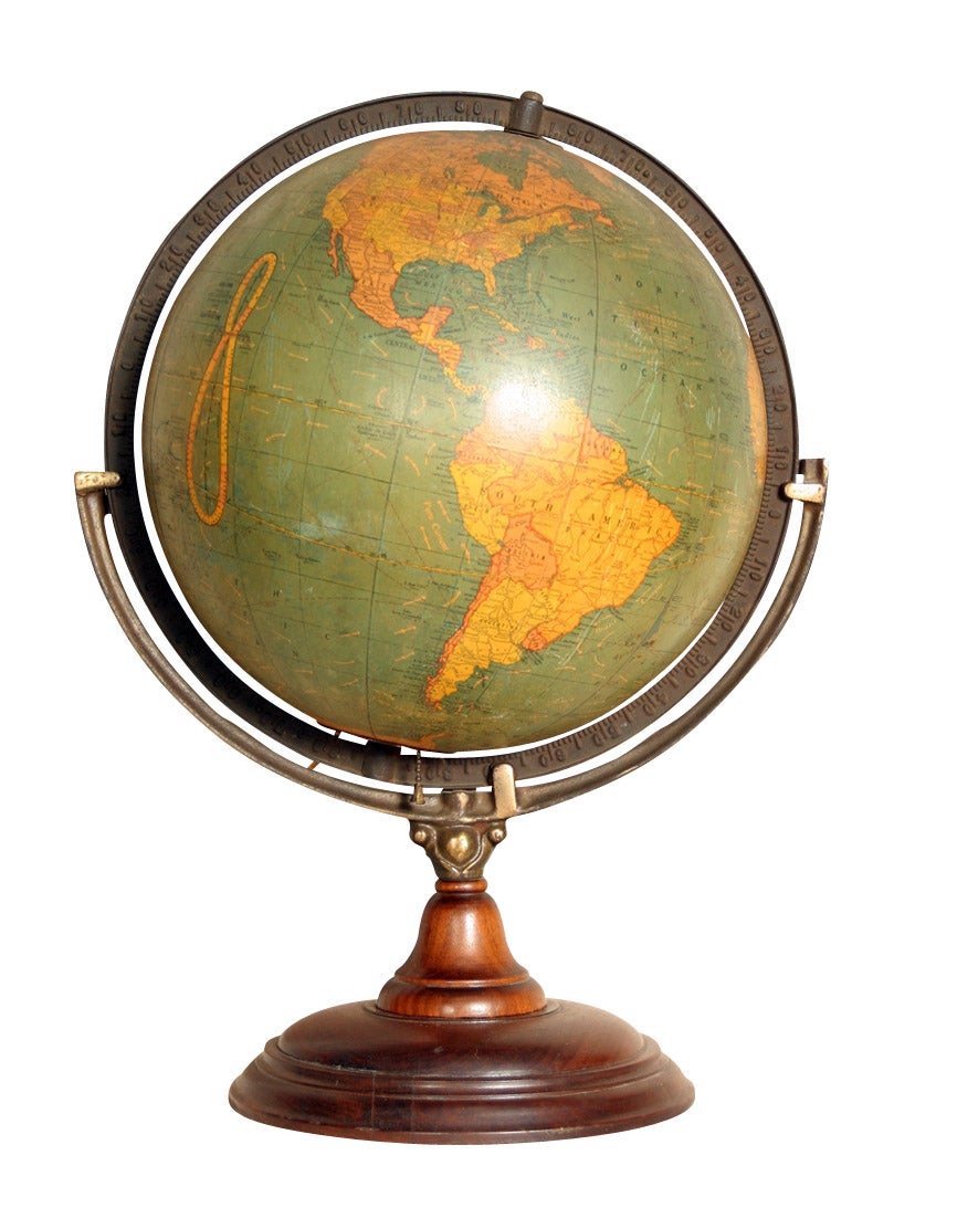 Vintage George F. Cram Lighted Terrestrial Globe