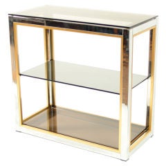 Modern Italian Chrome, Brass and Glass Shelves