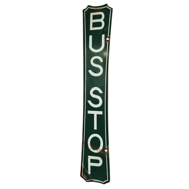 Authentic Vintage Bus Stop Sign For Sale at 1stDibs