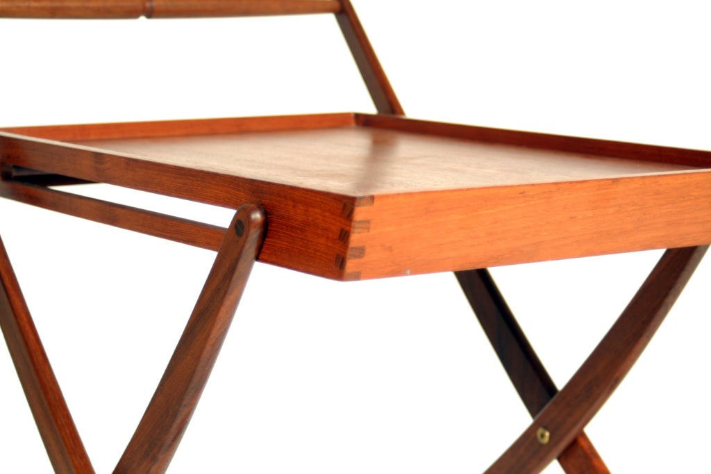 Mid Century Danish Control Tea/Serving Cart In Excellent Condition In Hudson, NY