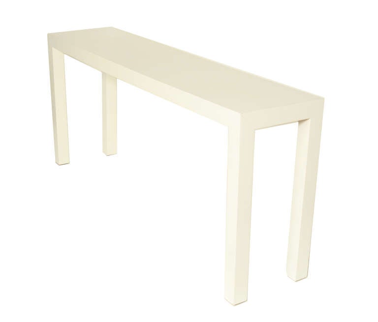 American 1970s White Lacquer Parsons Table