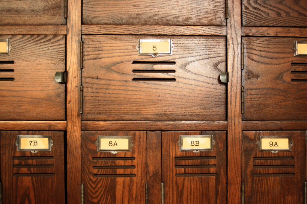 20th Century Vintage Industrial Oak Lockers