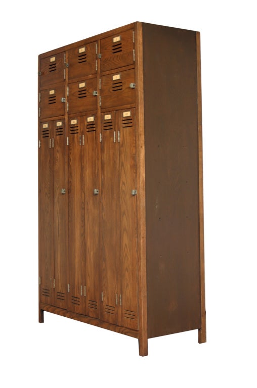 Vintage Industrial Oak Lockers 1