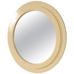 1970s White Lacquer Round Wall Mirror
