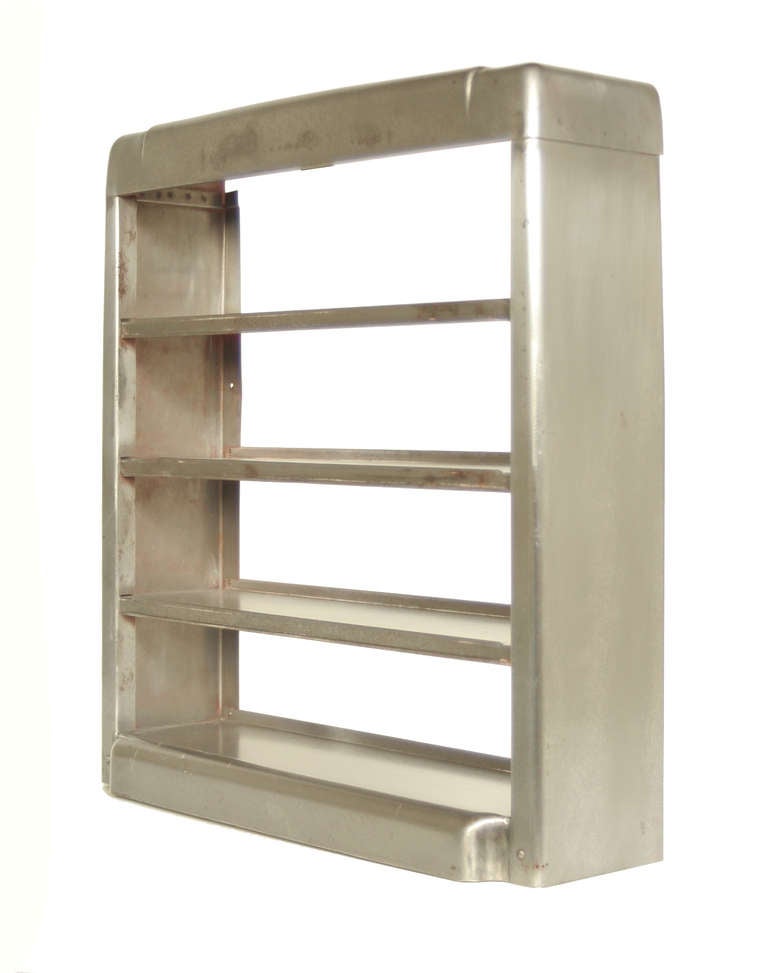 American Streamlined Machine Age Steel Countertop Shelves For Sale