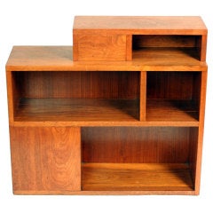 Walnut Bookcase Cabinet in the Style of Paul Frankl