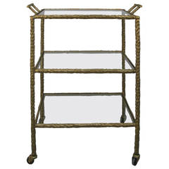 1950s Iron Bar or Serving Cart in a Gold Cold Painted Finish 1