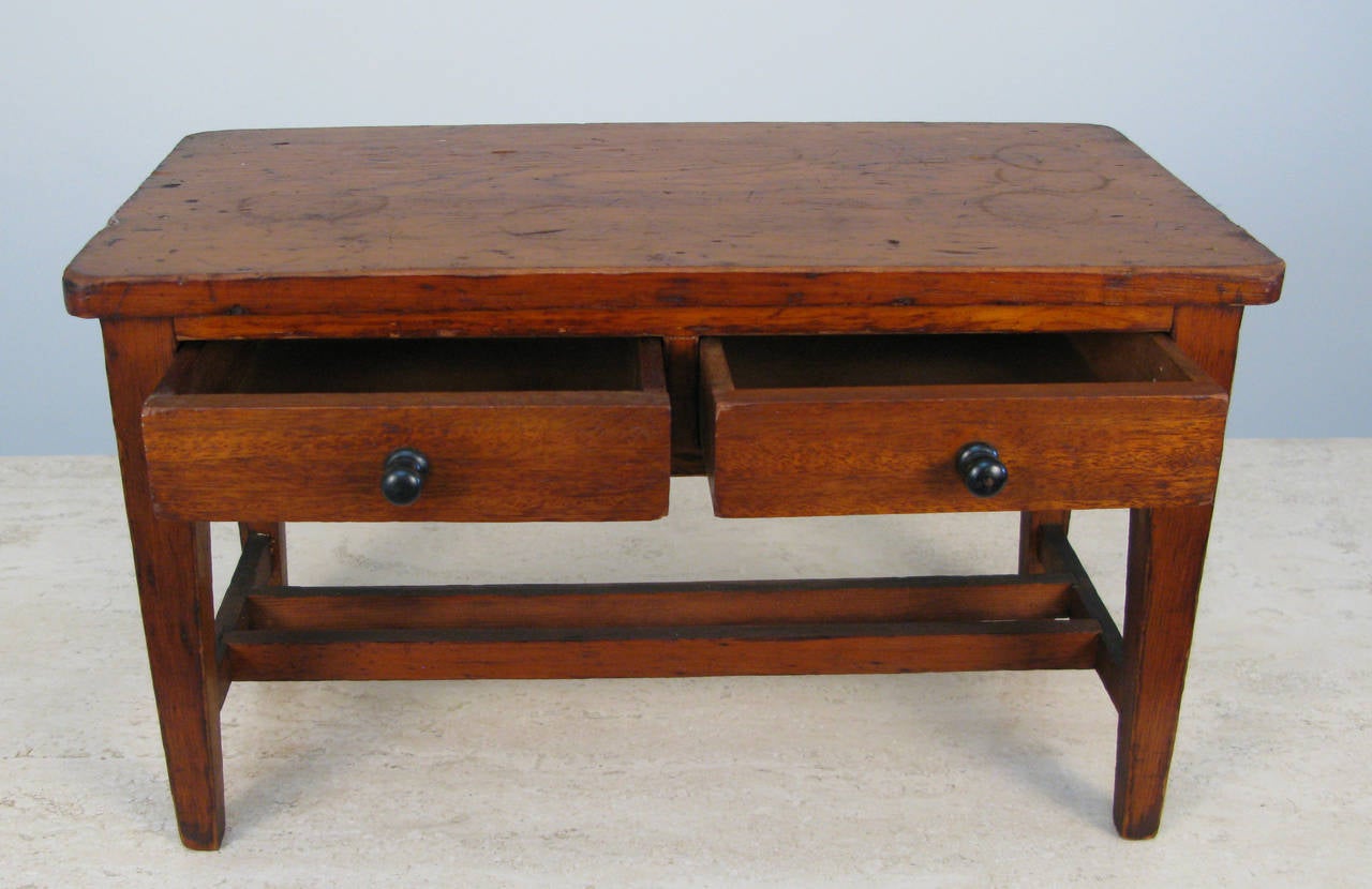 Country 1870s Salesman Sample Two-Drawer Table