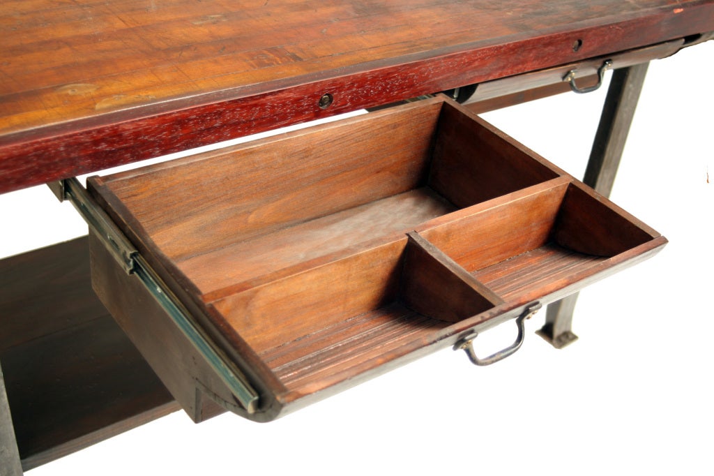 Vintage Industrial Butcher Block Kitchen Island at 1stdibs
