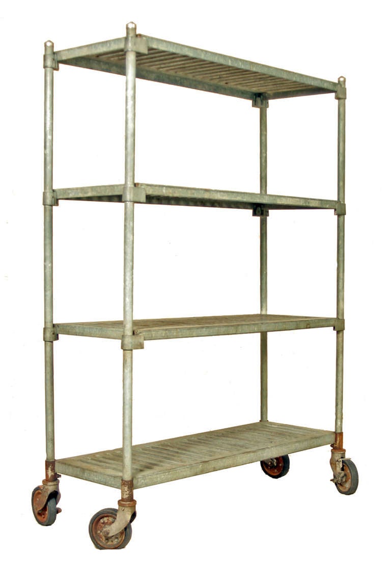 Vintage Industrial Galvanized Steel Shelves at 1stdibs