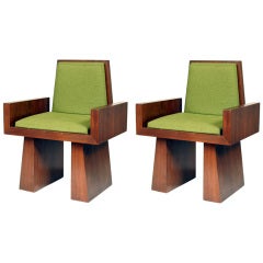 Pair of Architectural Modernist Arm Chairs