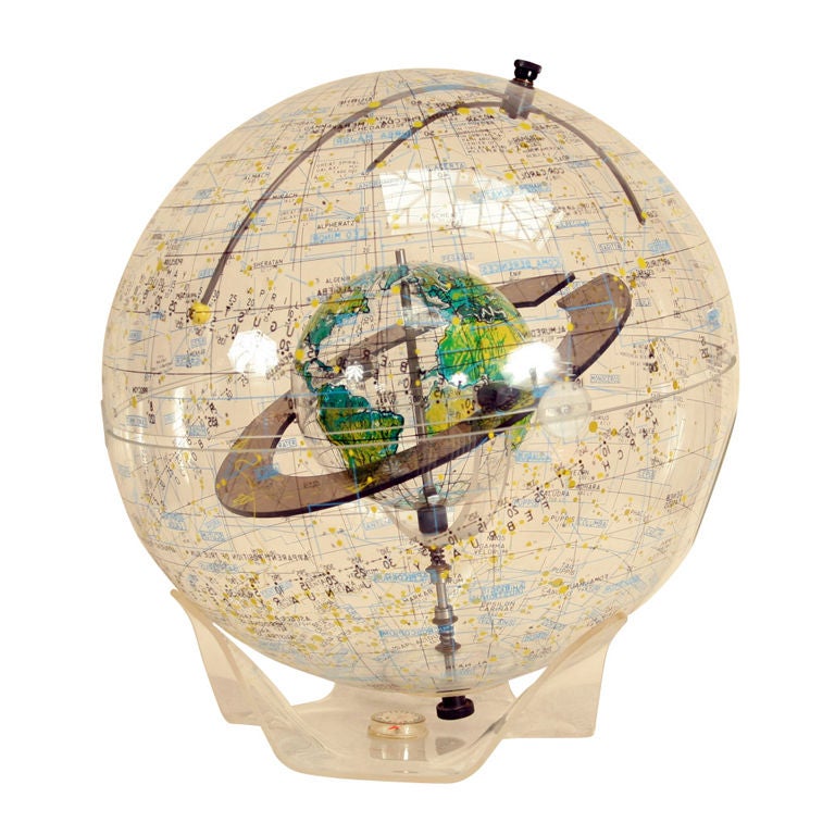Transparent World Globe by Robert Farquhar 1970s