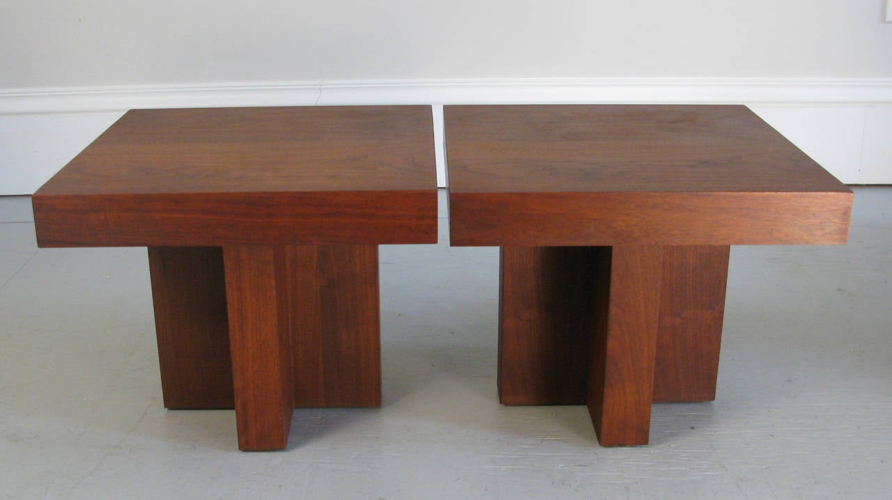 Mid-Century Modern Four Milo Baughman Walnut Occasional Tables