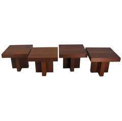 Four Milo Baughman Walnut Occasional Tables