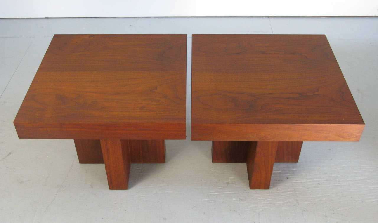 American Four Milo Baughman Walnut Occasional Tables