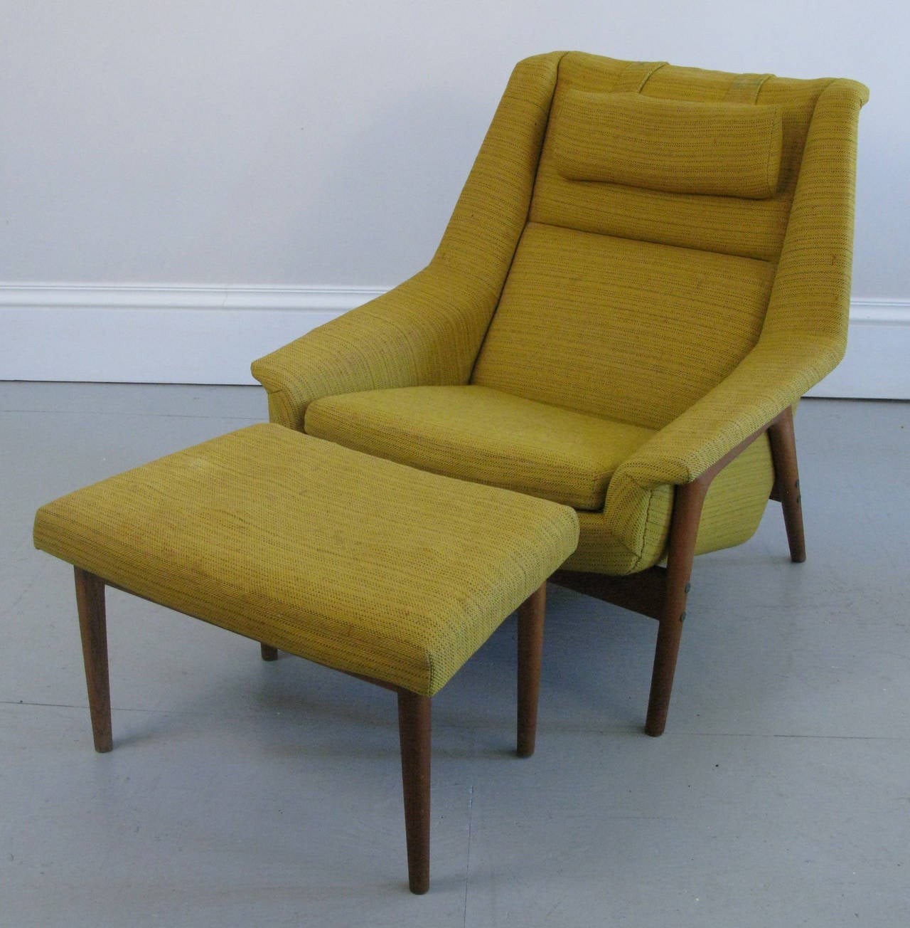 Mid-Century Swedish Lounge Chair and Ottoman with DUX Label at 1stdibs