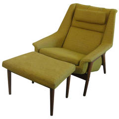 Mid-Century Swedish Lounge Chair and Ottoman with DUX Label