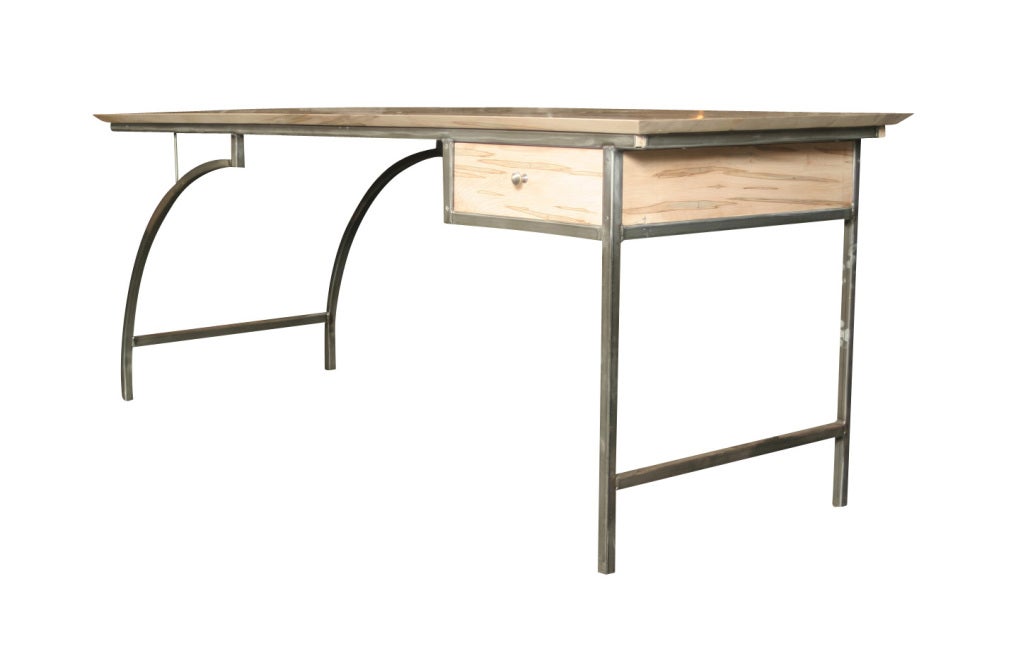 Custom Spalted Maple Arched Leg Desk In Excellent Condition In Hudson, NY