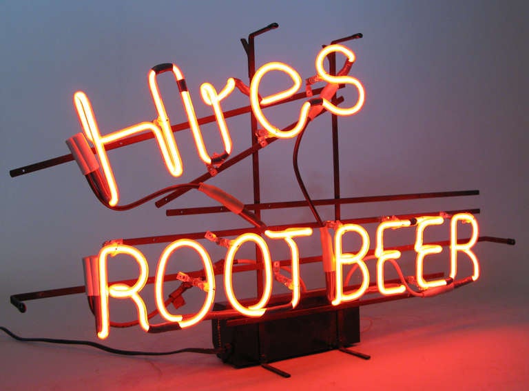 American 1960s Neon Advertisement for Hires Root Beer For Sale