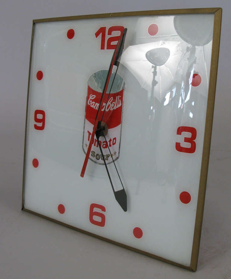 Original 60's advertisement for Campbell Soup. The clock runs, lights up and keeps perfect time. The 15