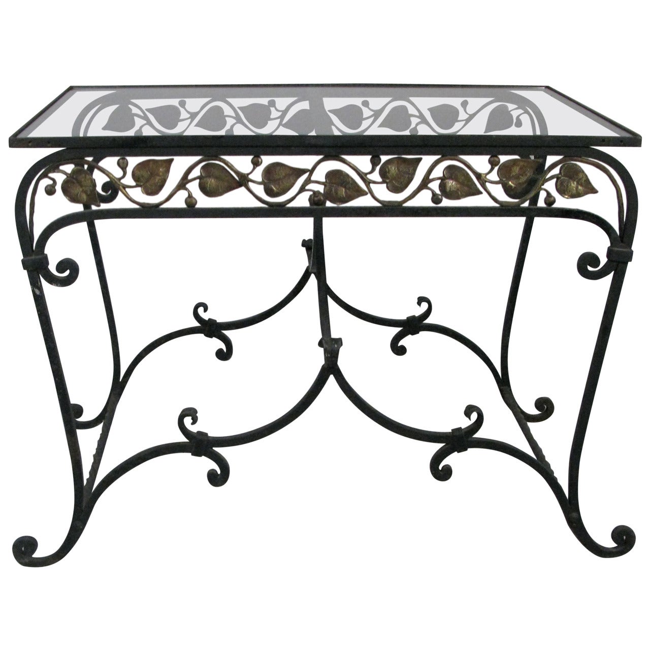 1950s Wrought Iron Garden Occasional Table For Sale