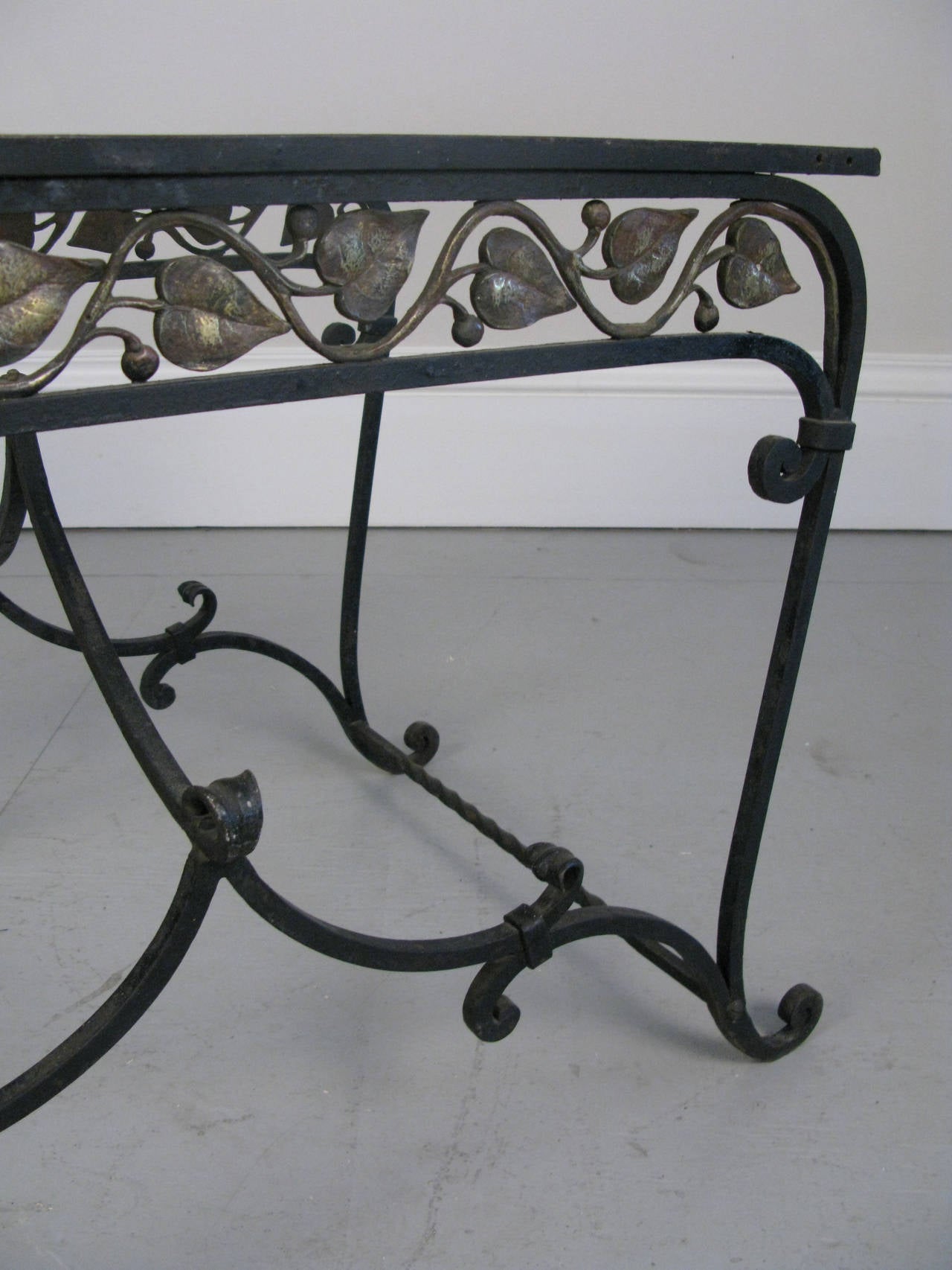 Forged 1950s Wrought Iron Garden Occasional Table For Sale