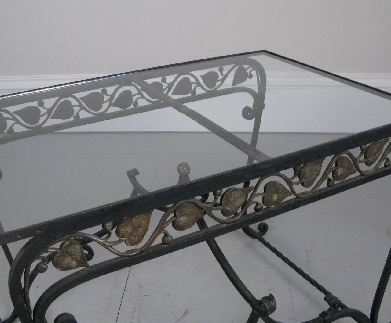 Mid-Century Modern 1950s Wrought Iron Garden Occasional Table For Sale