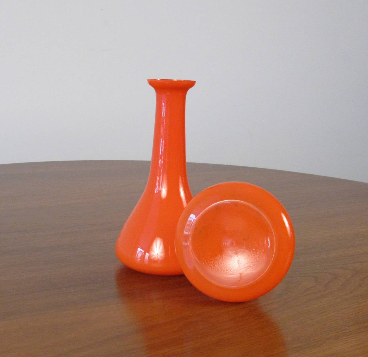 Hand-Crafted Pair of 1960's Blown Glass Bud Vases.