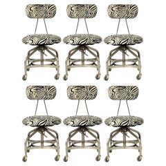 Vintage Set of 6 Industrial Toledo Chairs on Casters