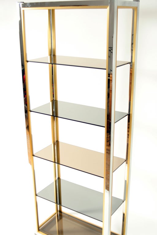 1970s Italian Chrome, Brass and Glass Etagere In Excellent Condition In Hudson, NY