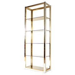 1970s Italian Chrome, Brass and Glass Etagere