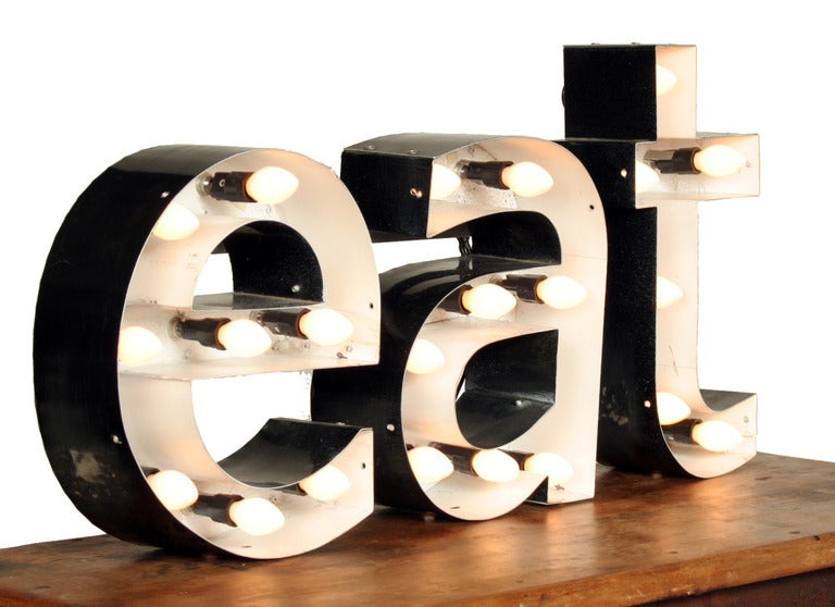 Vintage Lighted Sign "eat" at 1stdibs