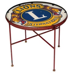 Industrial Iron Round Table with Lions Club Top