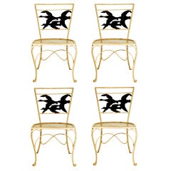A Rare 1940s Set of Four Iron Garden Chairs by Florentine Studio