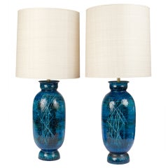 Pair of Monumental Raymor Pottery Lamps