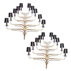 Pair of Gilt Iron Palladio Sconces