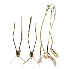 Sculptural Mid Century Fireplace Tools 
"Flame" Andirons