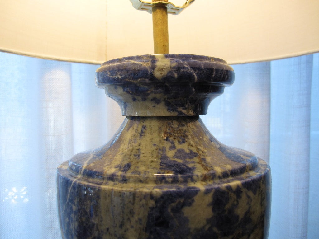 20th Century Pair of Blue Sodalite Lamps