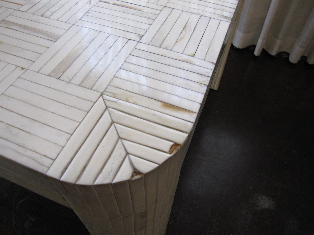 Late 20th Century Karl Springer Style Tesselated Bone Table For Sale