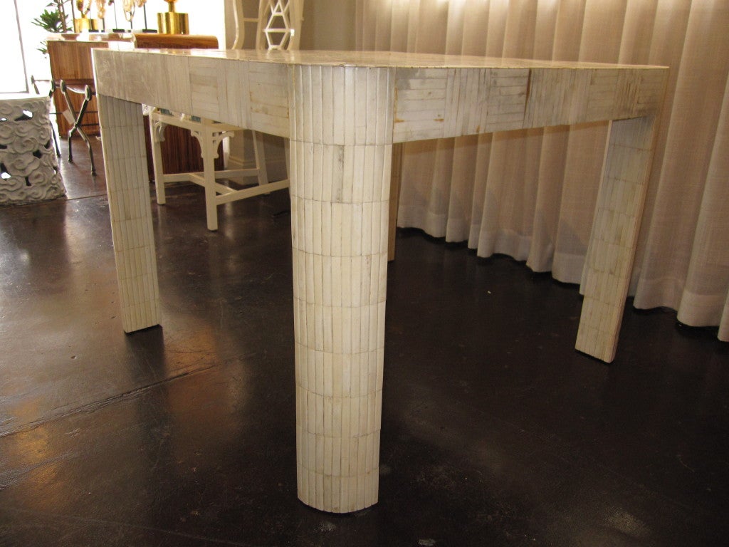 Karl Springer Style Tesselated Bone Table For Sale 3