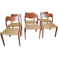 Set of Six Danish Modern Dining Chairs, Nils Moeller