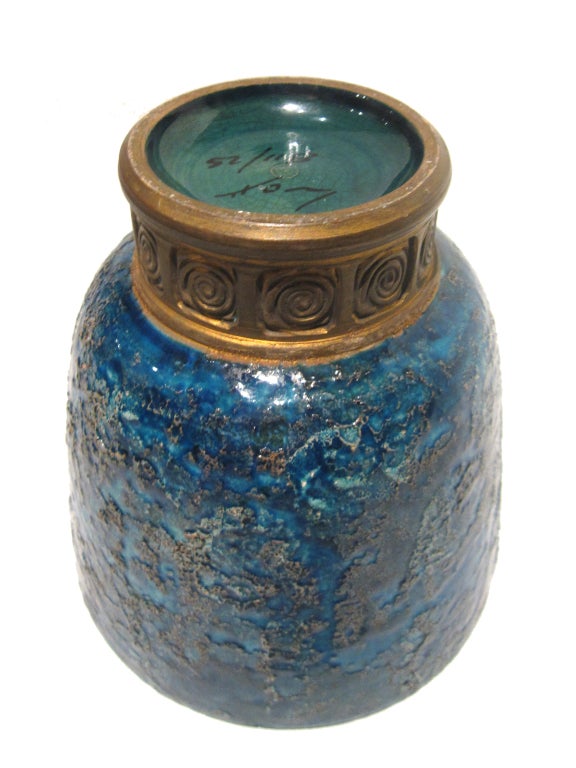Glazed Guido Gambone Wide Vase, 1960s