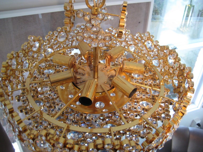 20th Century,  Gilded & Crystal Encrusted Palwa  Chandelier 1